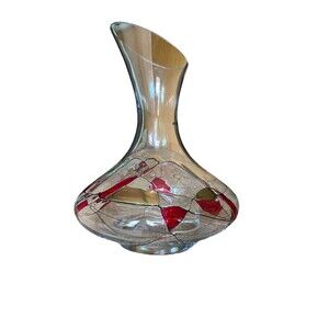 Vintage Crystal Glass Wine Decanter Milano Romania 24K Stained Glass